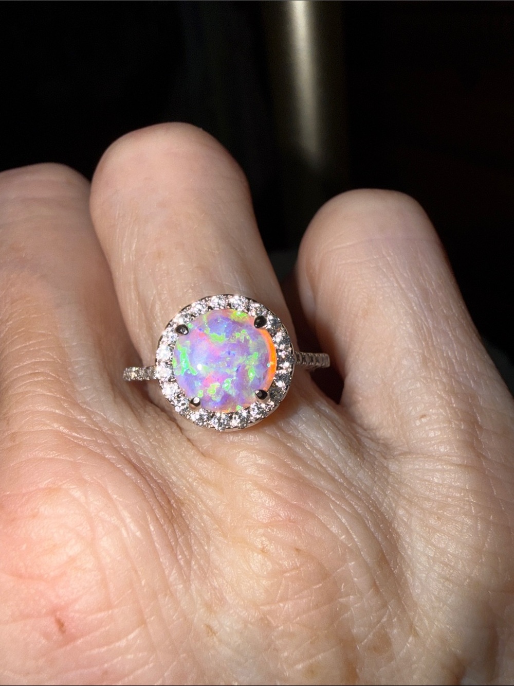 2CT Pink Opal Halo Ring GRA Moissanite diamonds in 925 Sterling Silver NEW